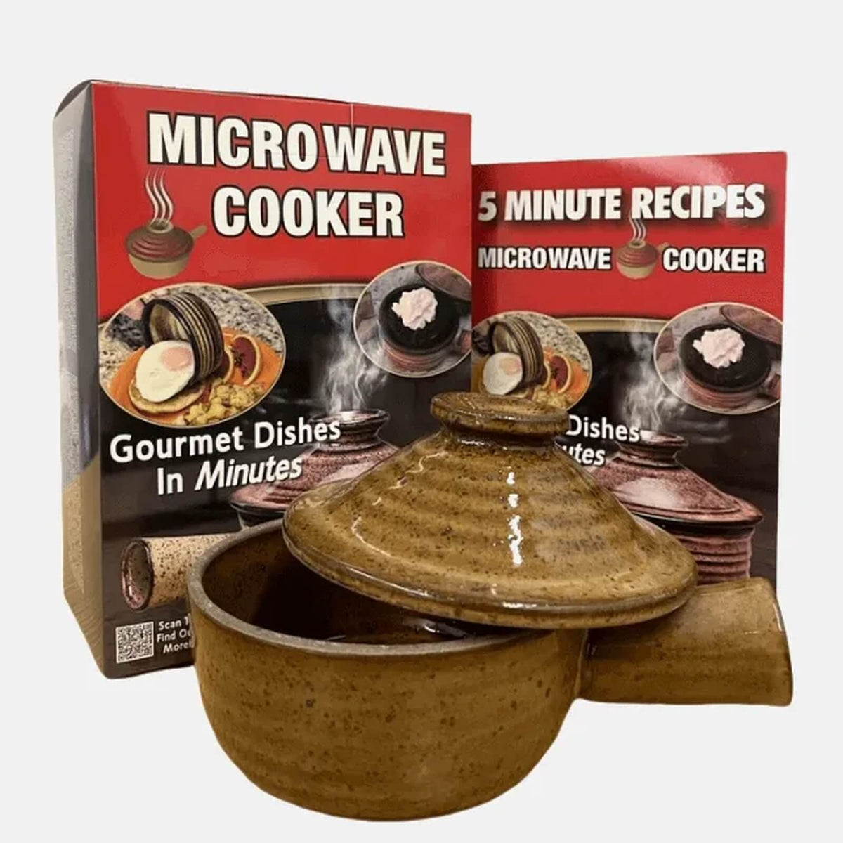 Ceramic microwave cooker with product box and 5 Minute Recipes booklet