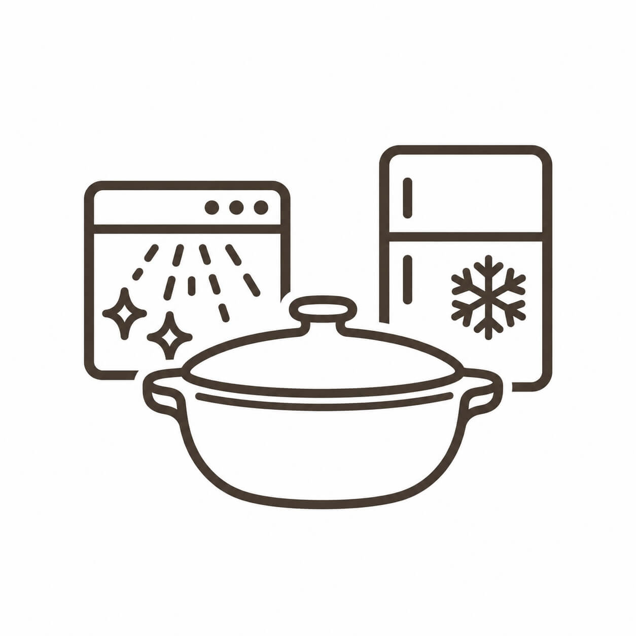 Dishwasher and refrigerator safe ceramic cooking pot icon