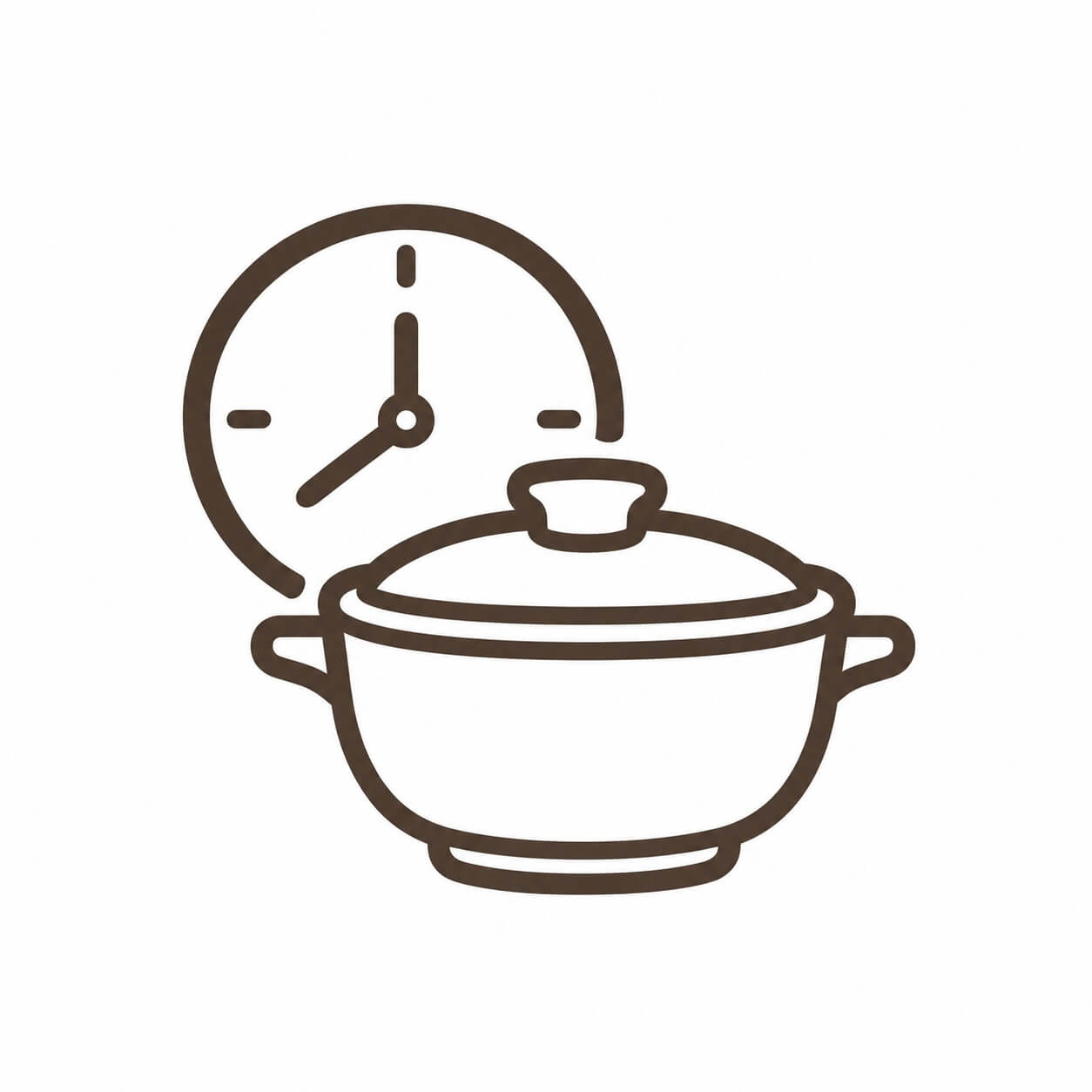 Quick everyday cooking ceramic pot with clock icon